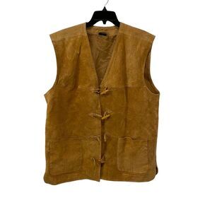 Men's Vintage Genuine Leather Vest. Brown. Large. Festival. Western. Boho. Comfy